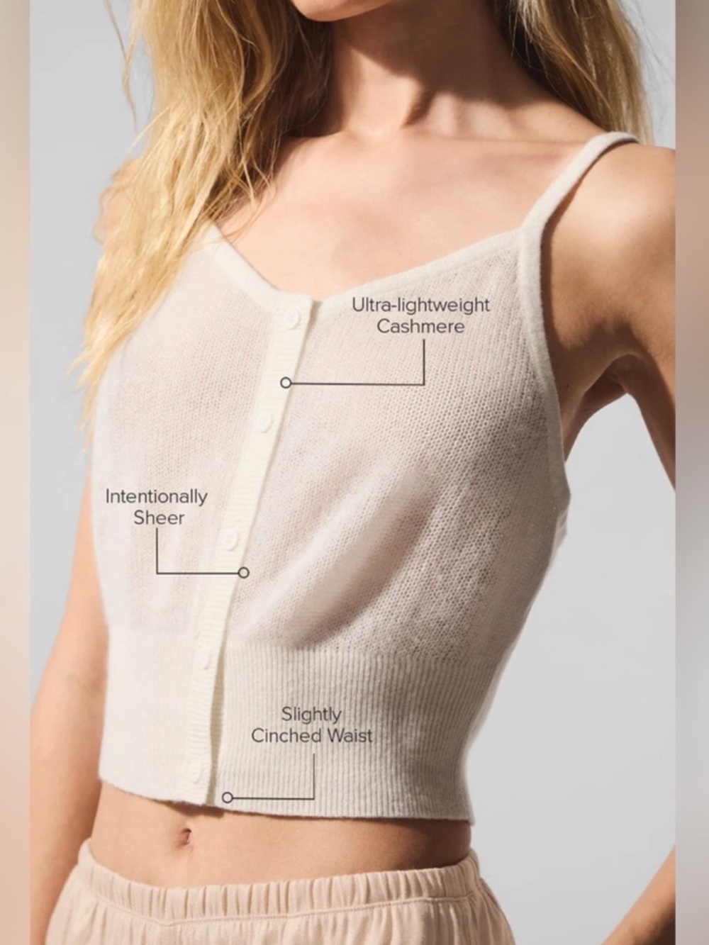ALO Sheer Cashmere Tank Ivory